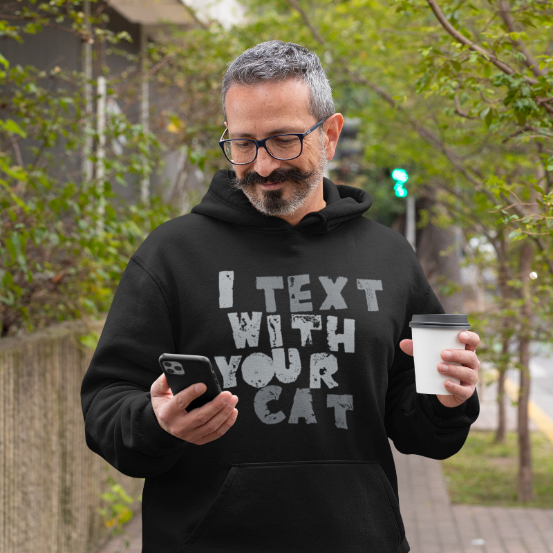 CAT TEXTER / unisex hoodie / greys