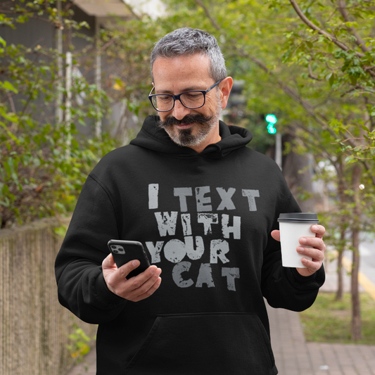 CAT TEXTER / unisex hoodie / greys