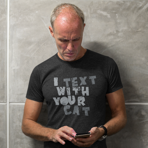CAT TEXTER / unisex tee / greys