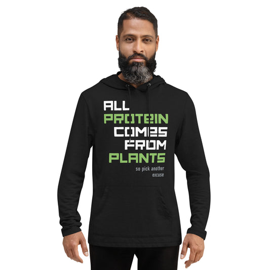 BUT WHERE DO YOU GET YOUR PROTEIN? / unisex light hoodie