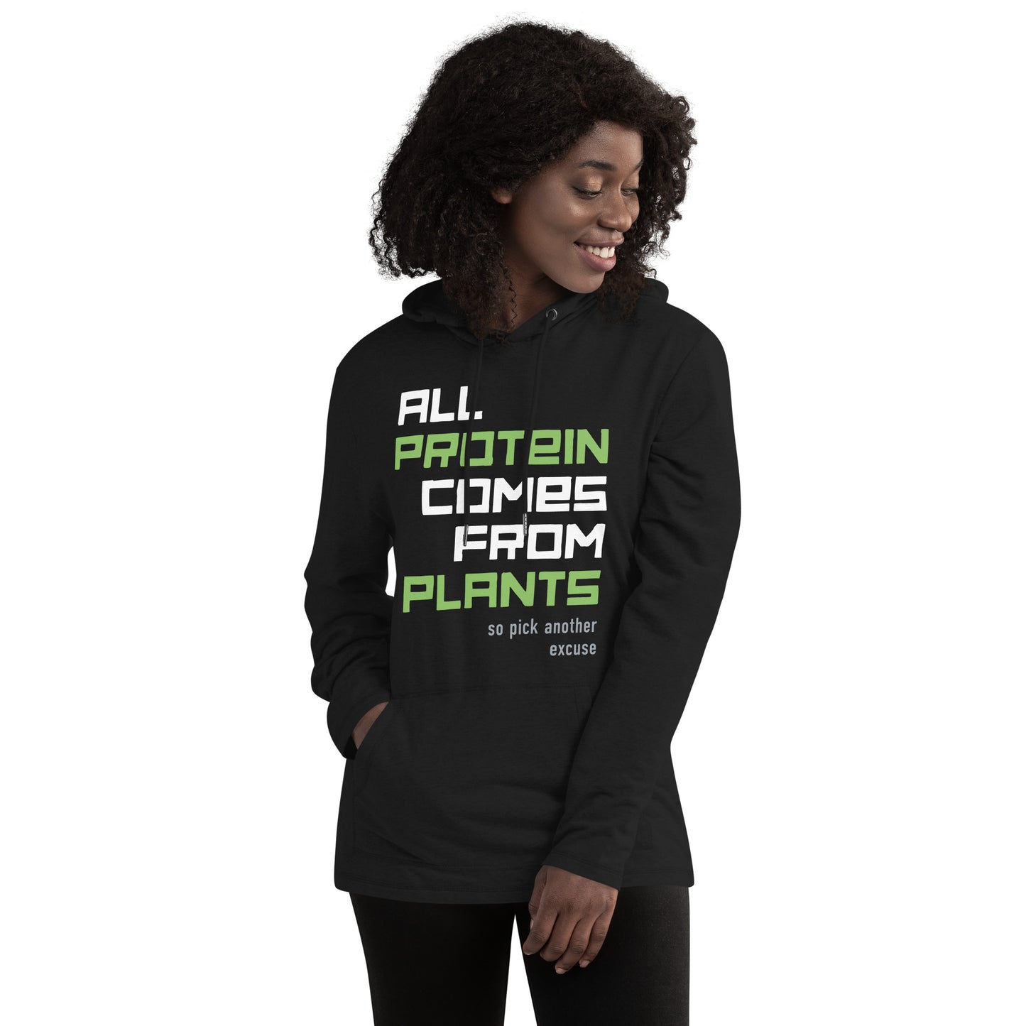 BUT WHERE DO YOU GET YOUR PROTEIN? / unisex light hoodie