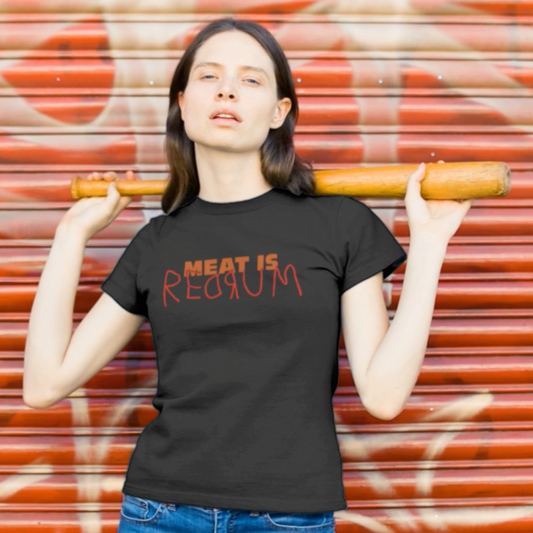 MEAT IS REDRUM / women's tee / black