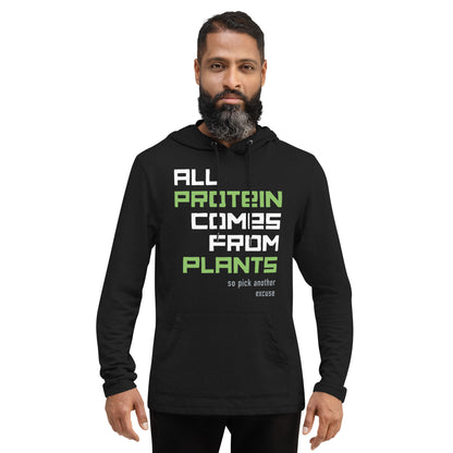 BUT WHERE DO YOU GET YOUR PROTEIN? / unisex light hoodie