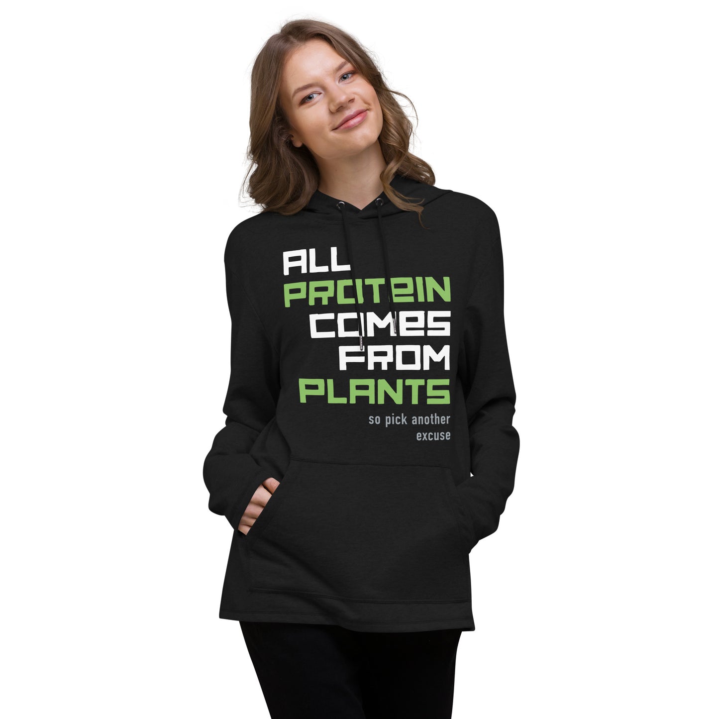 BUT WHERE DO YOU GET YOUR PROTEIN? / unisex light hoodie